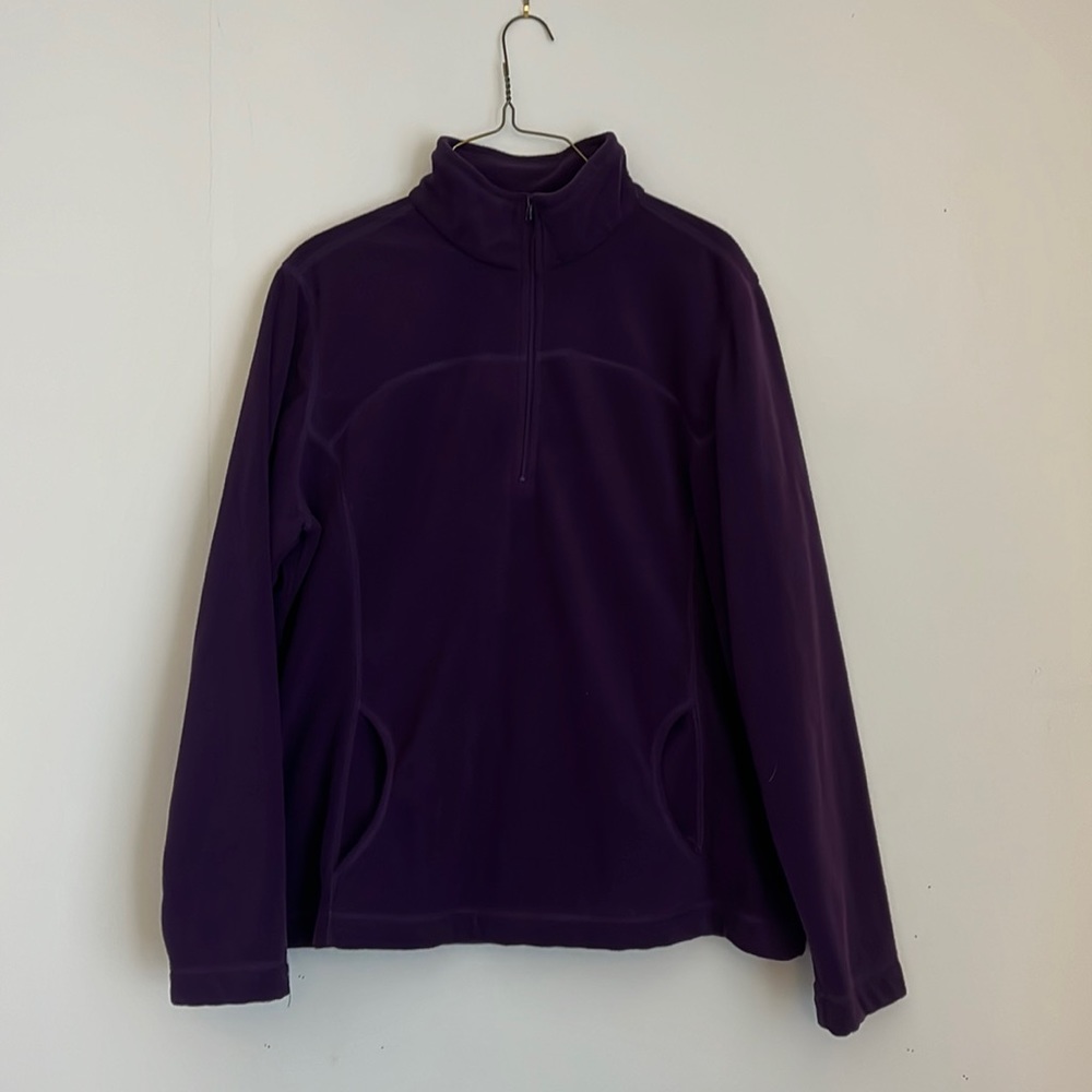 Purple turtle neck long sleeve fleece, 3/4 zip in front. Excellent condition. XL